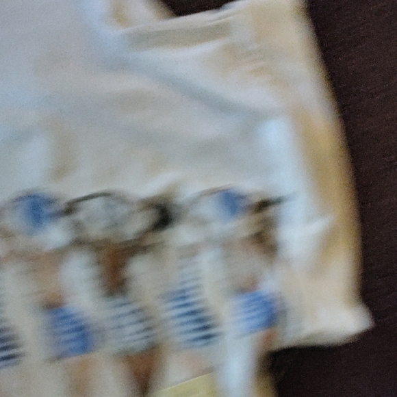 Cyrus White Tee with Blue and Beige Graphic - Picture 5 of 11